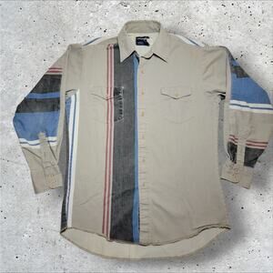 VTG Wrangler Brushpopper X Long Tails Western Rodeo Cowboy Shirt Med/Lrg 15.5-33